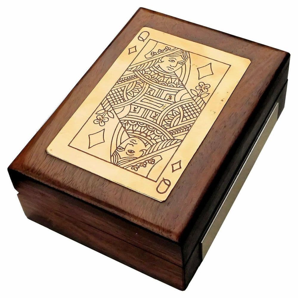 Handmade Queen Playing Card Wooden Box Personalised County Engraving