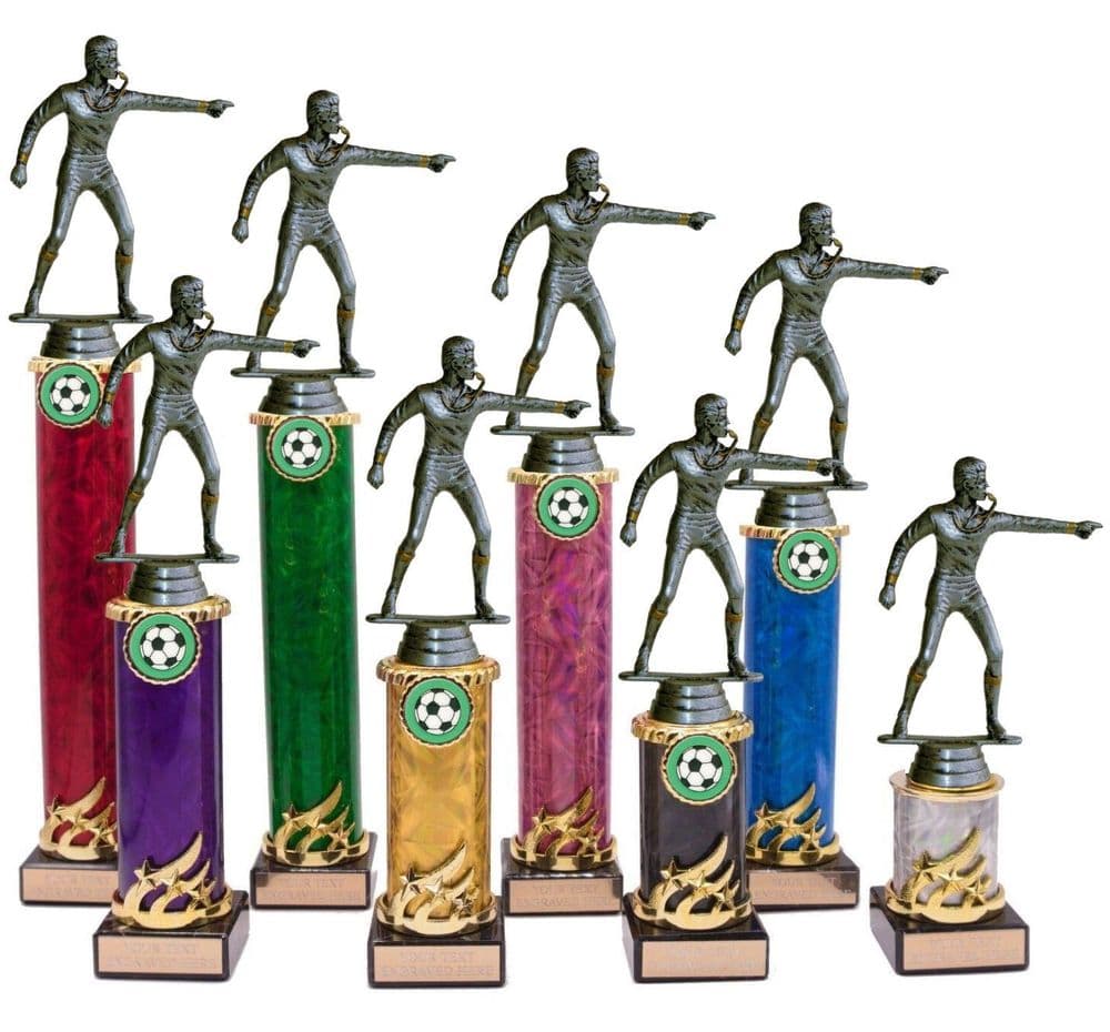Silver Gold Male Referee Figure Column Trophy Personalised County silver-gold-male-referee-figure-column-trophy-personalised-county