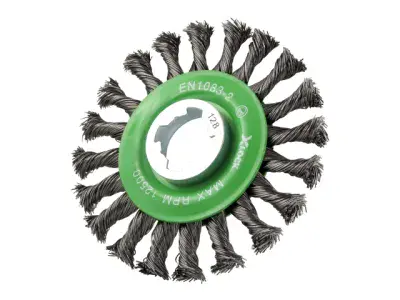 X-LOCK Conical Wire Brush 115mm M14x2, 0.50mm Stainless Steel Wire