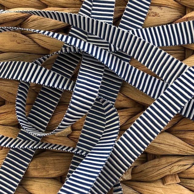 Navy and White Luxury Striped 9mm Ribbon