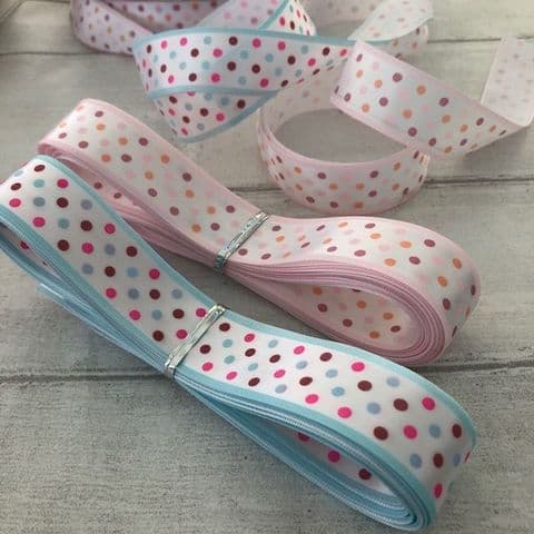Satin Multi Coloured Polka Dot 23mm