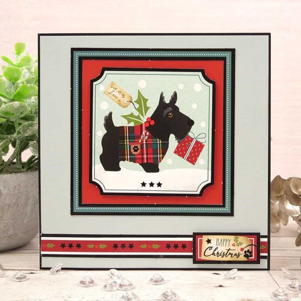 A Pawsome Christmas Scottie Dog Die Cut Paper Craft Topper Sheet