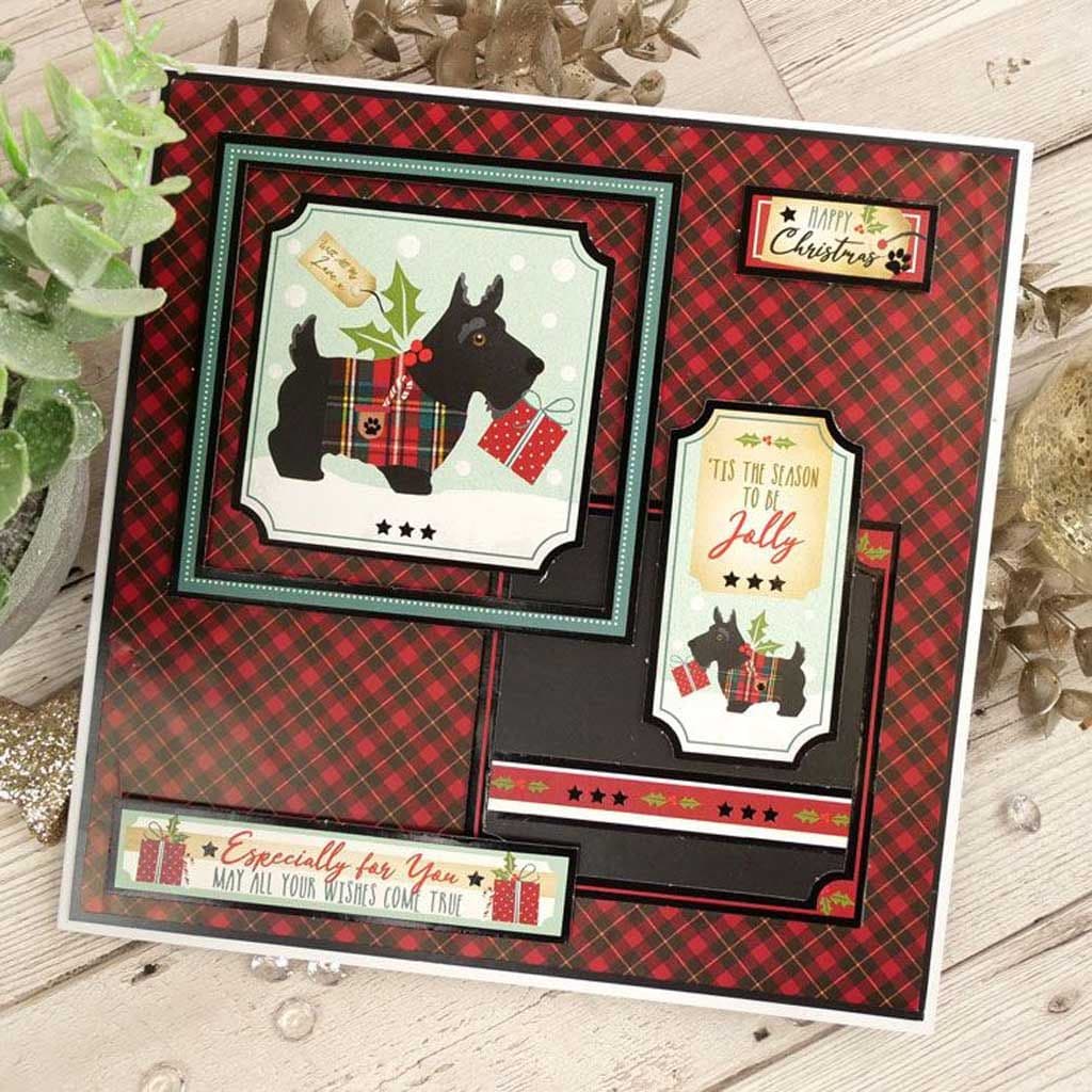 A Pawsome Christmas Scottie Dog Die Cut Paper Craft Topper Sheet