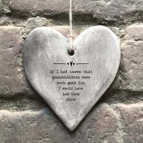 East of India - Rustic Hanging Heart - Grandchildren (7406)