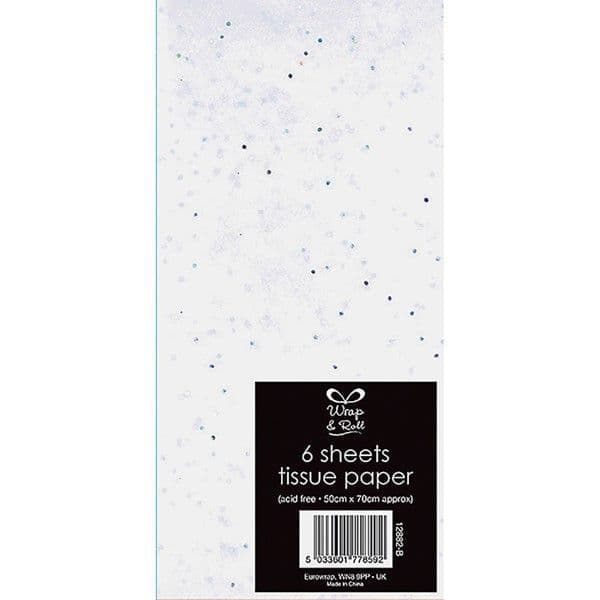 Glitter Tissue Paper - White 6 Sheets