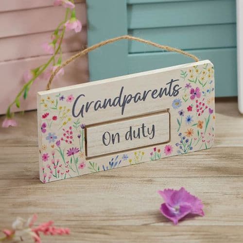 Grandparents on/off duty wooden sign