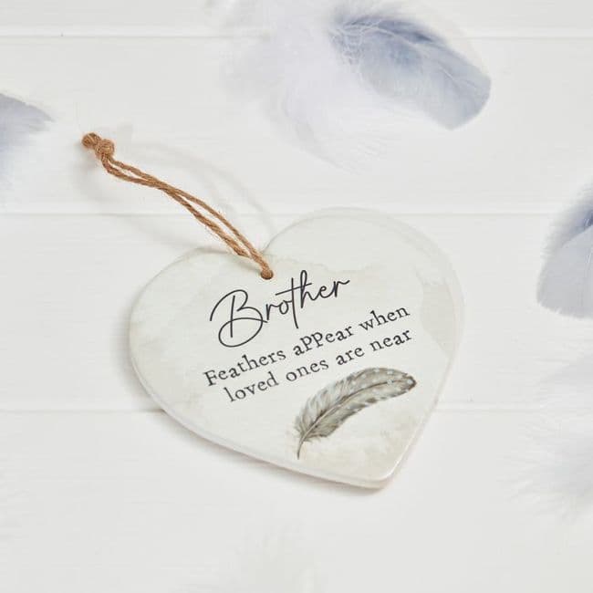 Langs - Ceramic Feather Memory Heart - Brother