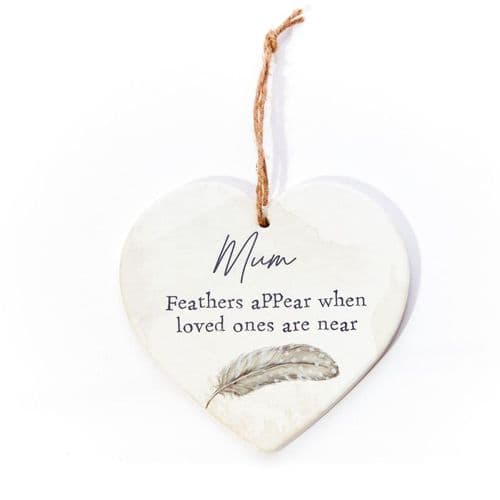 Langs - Ceramic Feather Memory Heart - Mum