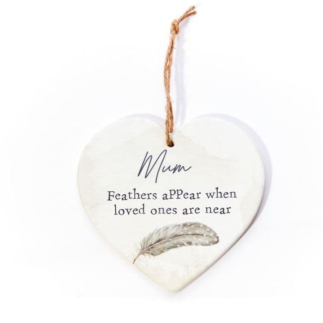 Langs - Ceramic Feather Memory Heart - Mum