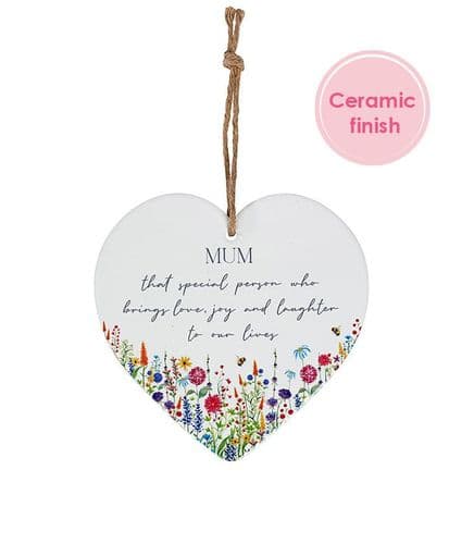 Langs - Ceramic Hanging Heart With Flowers - Mum