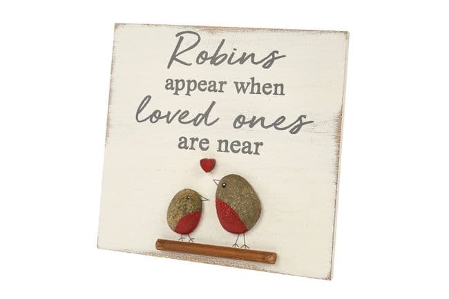 Langs - Robin's Appear When Loved Ones Are Near Pebble Plaque