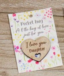 Pretty floral wood heart token- Daughter