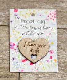 Pretty floral wood heart token- Mum