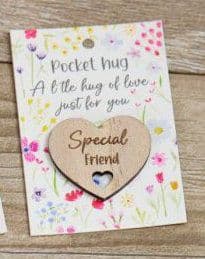Pretty floral wood heart token - Special Friend