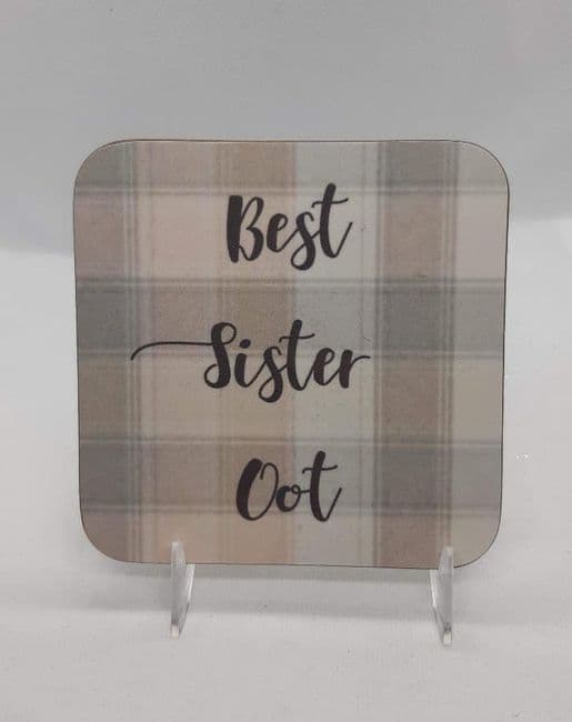 Scottish - Pastel Tartan Coaster - Best Sister Oot