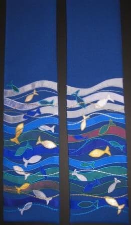 Fish Design Embroidered Scarf