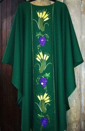 Wheat and Grapes Embroidered Panel Chasuble