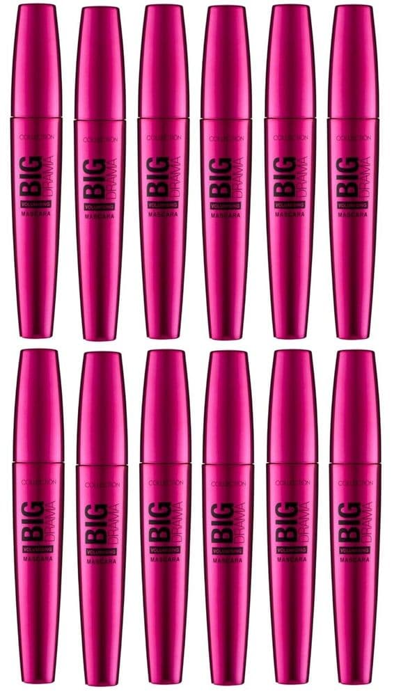 12 x Collection BIG D Volumising Mascara | WATERPROOF Black | Jumbo round brush