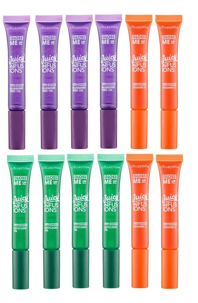12 x Collection Gloss ME Up Juicy Infusions Lip Gloss | 3 shades | Ultra Glossy