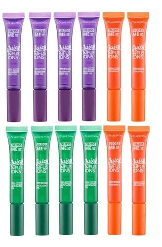 12 x Collection Gloss ME Up Juicy Infusions Lip Gloss | 3 shades | Ultra Glossy