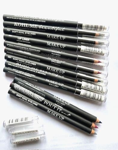 12 x Make Up Gallery Khol me Beautiful Eyeliner Pencils 3 Shades Navy,Plum,Grey
