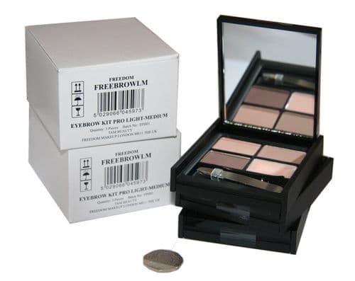 24 x Freedom Eyebrow Kit | Powder, Wax , Brush , Tweezer, Mirror | Light Medium