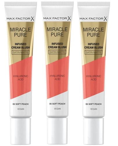 3 pcs Max Factor Miracle Pure Cream Blush Satin Matte | Soft Peach 06 |