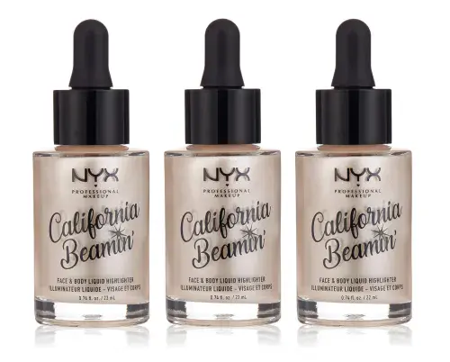 3 pcs NYX California Beamin' Face & Body Liquid Highlighter | Pearl Necklace |
