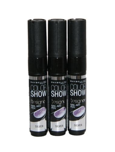 3 x Maybelline Colour Show Designer Nail Art Pen | Colour Silver | Wholesale |