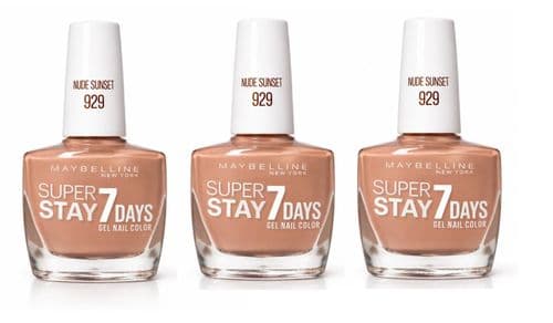 3pcs Maybelline Superstay 7 day Gel Nail Polish | Nude Sunset 929 |