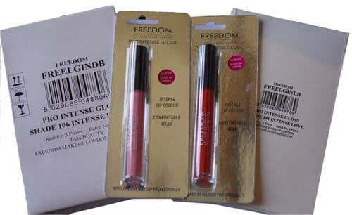 6 x Freedom Pro Intense Lipgloss | 2 Shades | Brand New, Sealed |