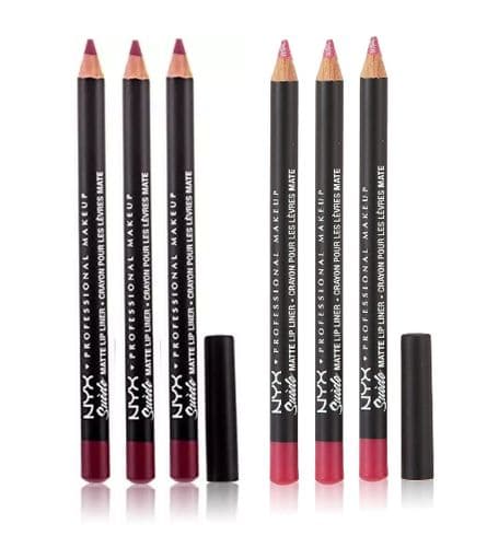 6 x NYX Pro Makeup Suede Matte Lip Liner Liner 2 shades Clinger & Sweet Tooth