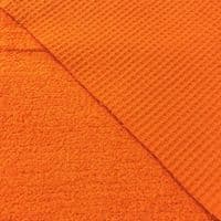Luxury Cotton Terry Toweling Waffle Pique Fabric Material - BRIGHT ORANGE