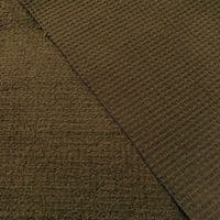 Luxury Cotton Terry Toweling Waffle Pique Fabric Material - CHOCOLATE