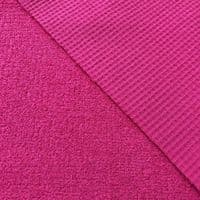 Luxury Cotton Terry Toweling Waffle Pique Fabric Material - FUCHSIA