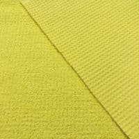 Luxury Cotton Terry Toweling Waffle Pique Fabric Material - LEMON YELLOW