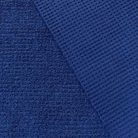 Luxury Cotton Terry Toweling Waffle Pique Fabric Material - ROYAL BLUE