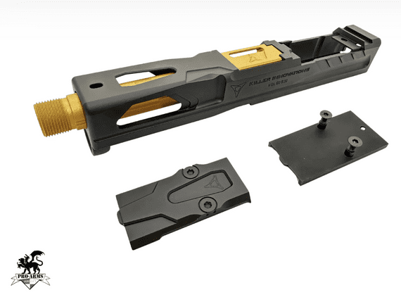 -10%! Pro-Arms (CREAKOTE Grey/Gold) CNC Killer Style Slide Set Umarex / VFC Glock 19 / 19X / G45