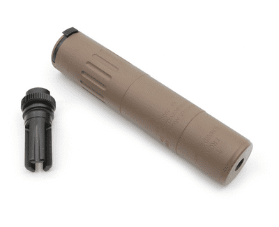 Airsoft Artisan AAC M4-2000 Type Dummy Silencer (Tan) Barrel extension with -14ccw Flash hider
