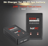 Balance Battery Charger HotRc E350 LiPo (UK format plug) 2-3S for AEG Lipo batteries 25W AC
