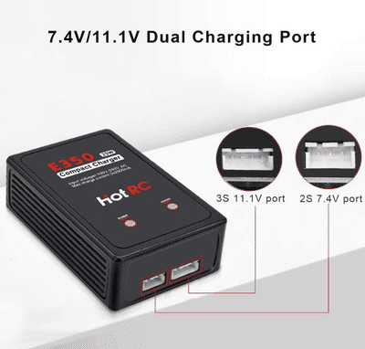 Balance Battery Charger HotRc E350 LiPo (UK format plug) 2-3S for AEG Lipo batteries 25W AC