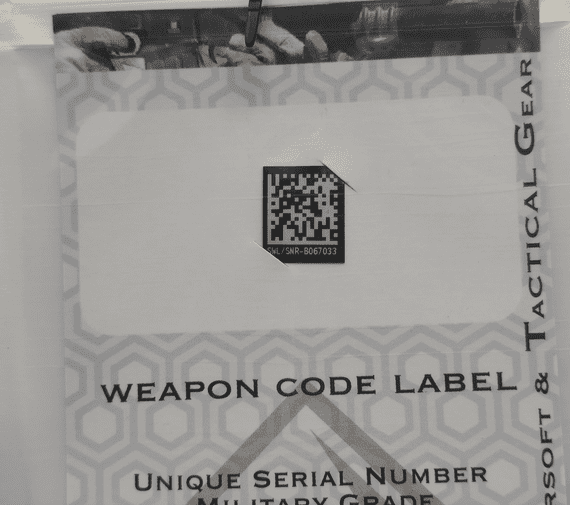 Blackjack Tactical Weapon Code Label For MK24 P226 Model