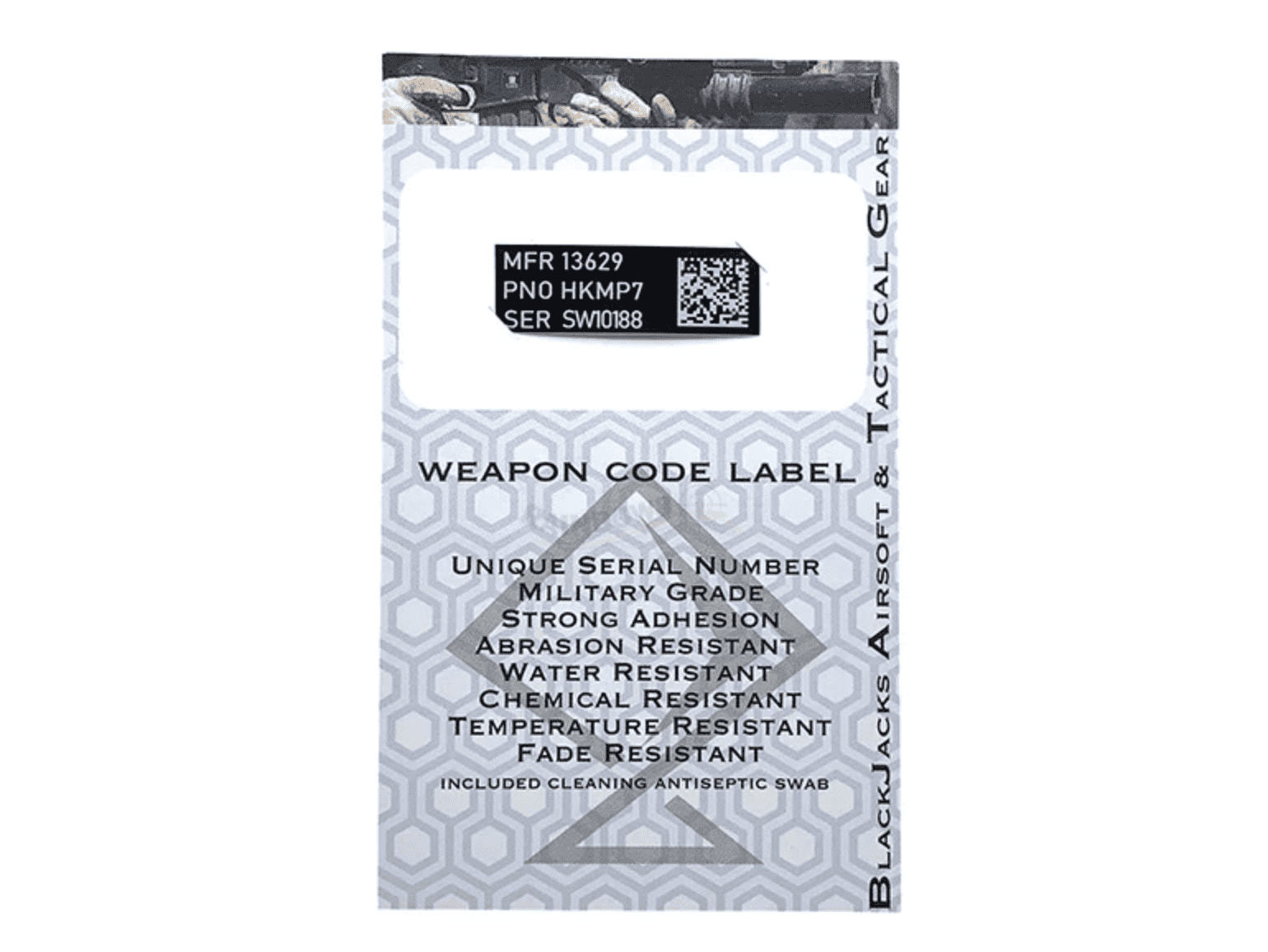 Blackjack Tactical Weapon Code Label For MP7 Model