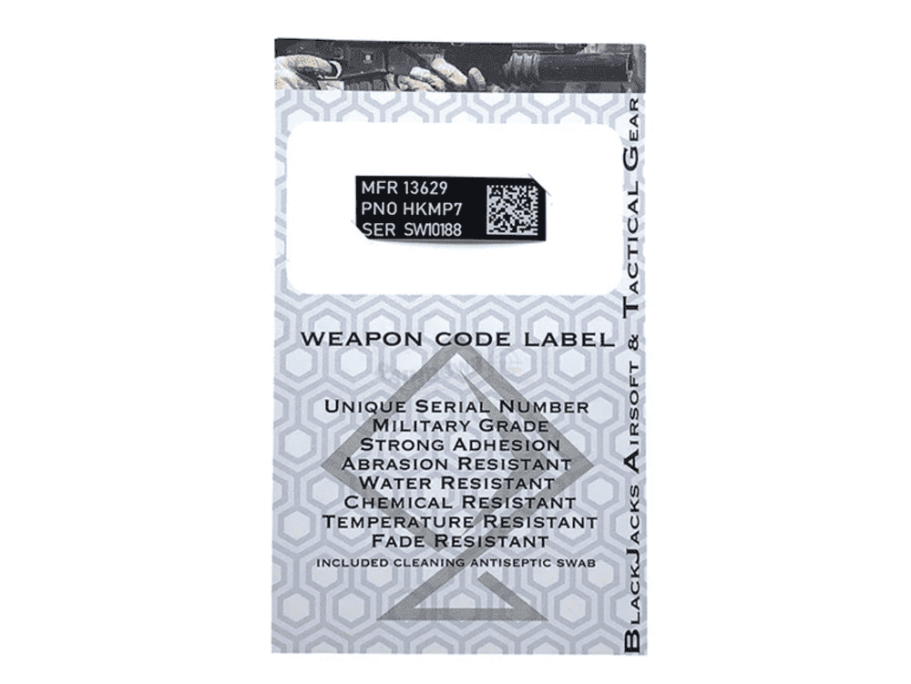 Weapon Code Model Blackjack Tactical Weapon Code Label For MP7 Model