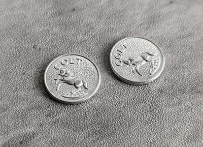 Colt 1911 FACTORY silver medallions pistol grip medallions FACTORY RARE