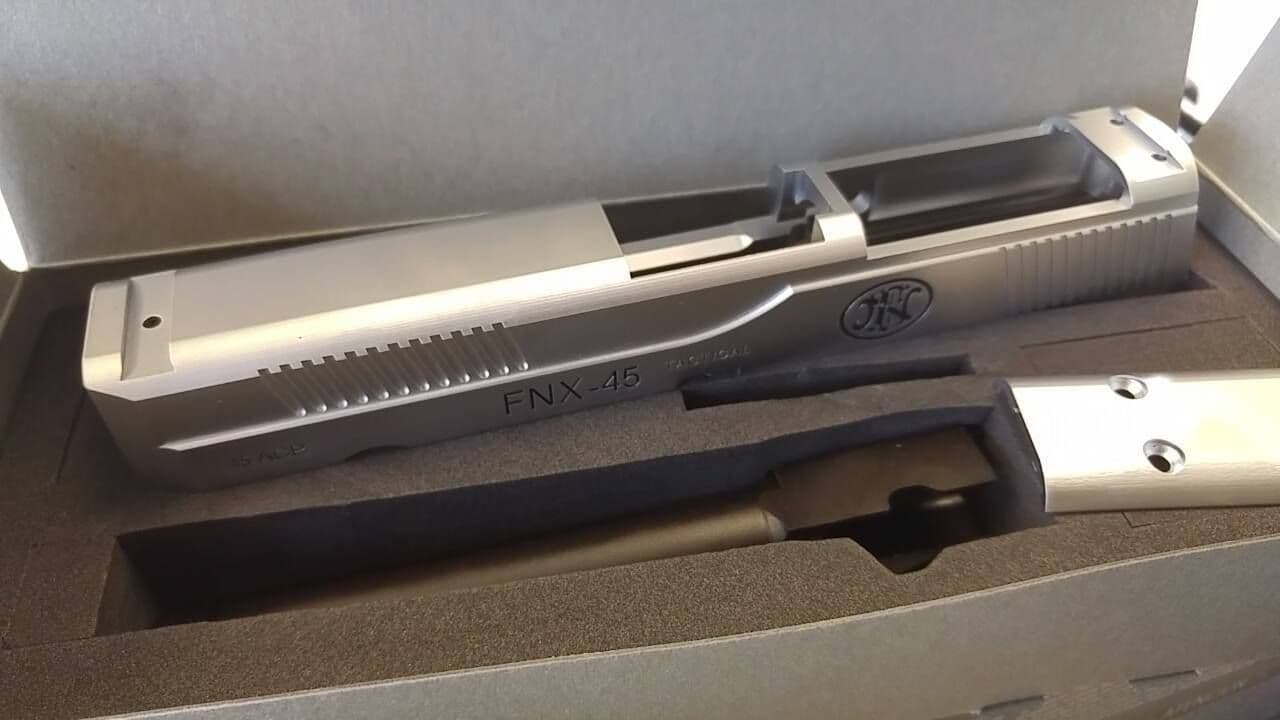 Cybergun Steel Tactical Slide and Barrel set for FNX Silver