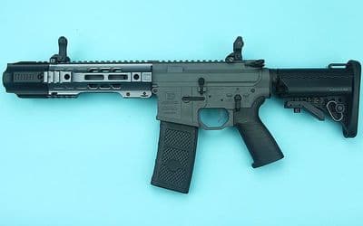 EMG Salient Arms Licensed SAI GRY AR15 (M4) CQB AEG I5 gearbox with Stubby Stock - Gray (UKARA only)