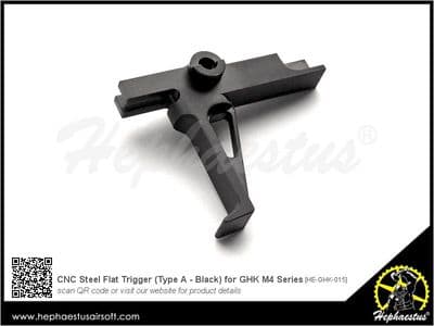 Hephaestus CNC Steel Flat Trigger (Type A - Black) for GHK M4