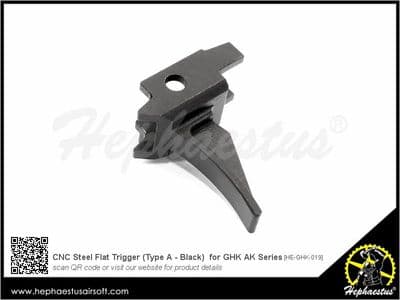 Hephaestus CNC Steel Trigger (Type A - Black) for GHK AK GBB Series