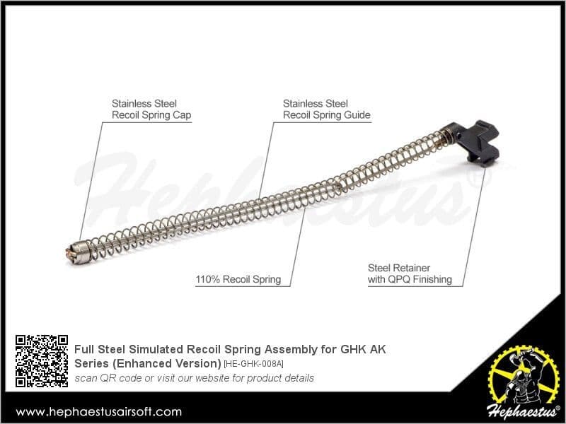 Hephaestus Full Steel Simulated Recoil Spring Assembly for GHK AK Series Enhanced Version